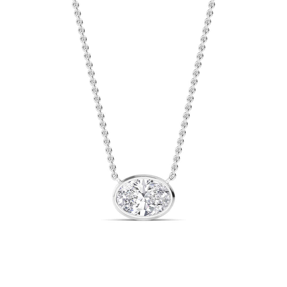 1ct Oval Cut Lab-Grown Diamond Floating Solitaire Pendant Necklace in 14k White Gold