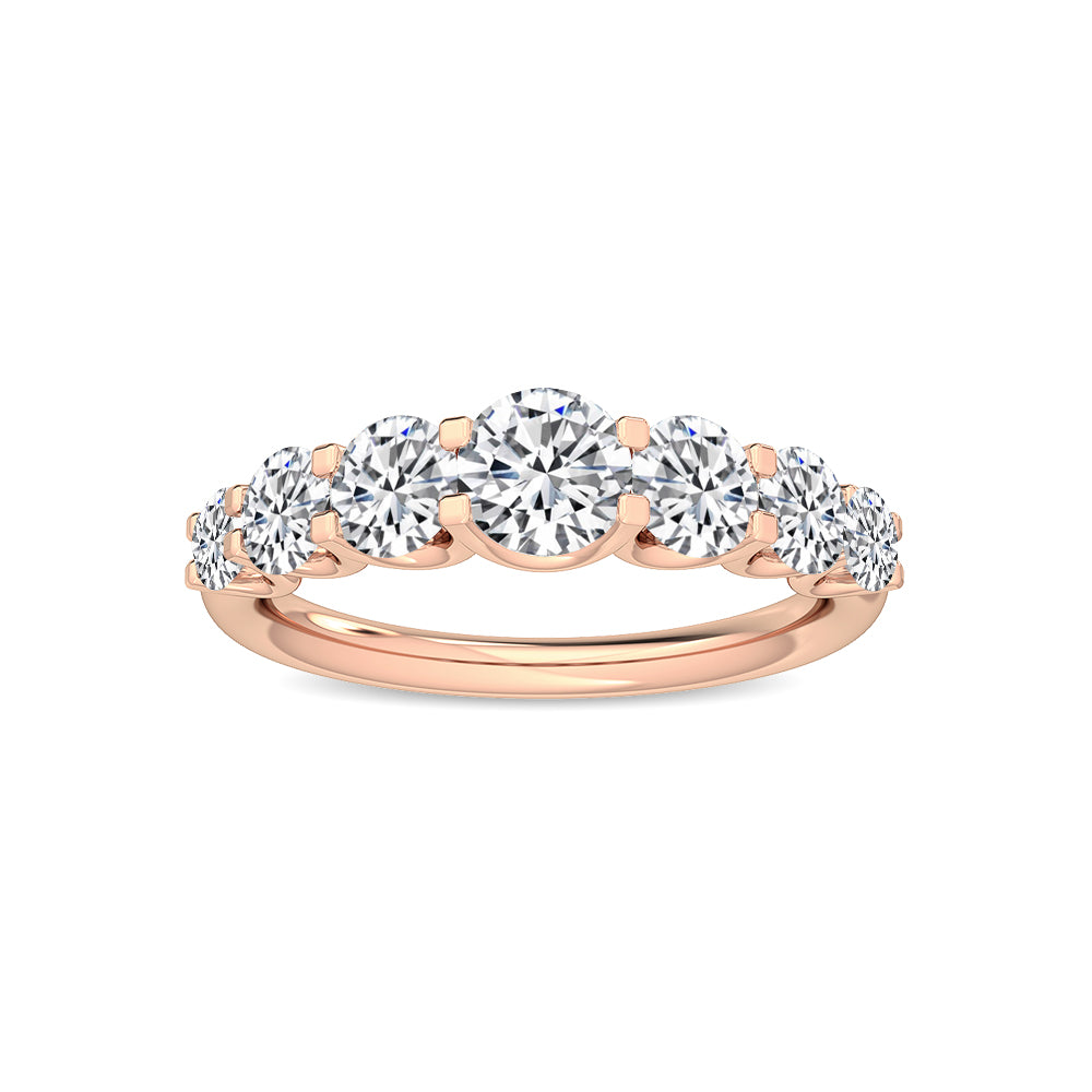 1.99ctw Round Brilliant Lab-Grown Diamond 7-Stone Wedding Band in 14k Rose Gold
