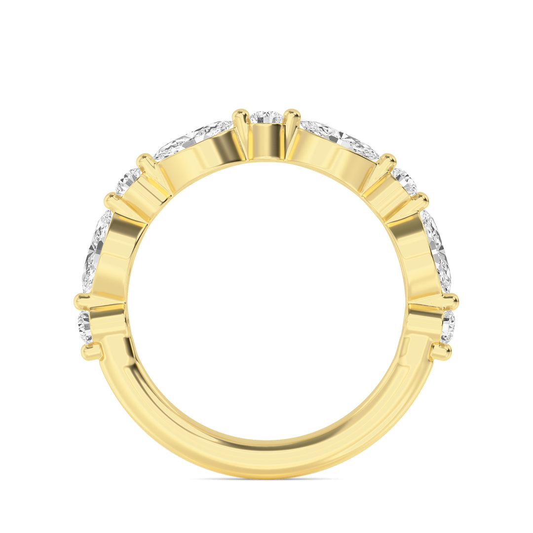 0.91ctw Alternating Marquise & Round Brilliant Lab-Grown Diamond Stackable Band in 14k Yellow Gold