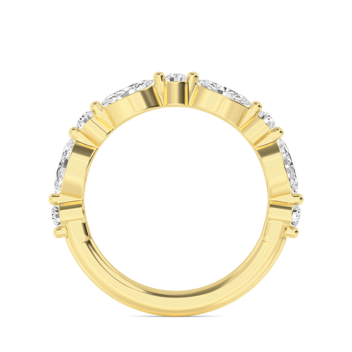 0.91ctw Alternating Marquise & Round Brilliant Lab-Grown Diamond Stackable Band in 14k Yellow Gold