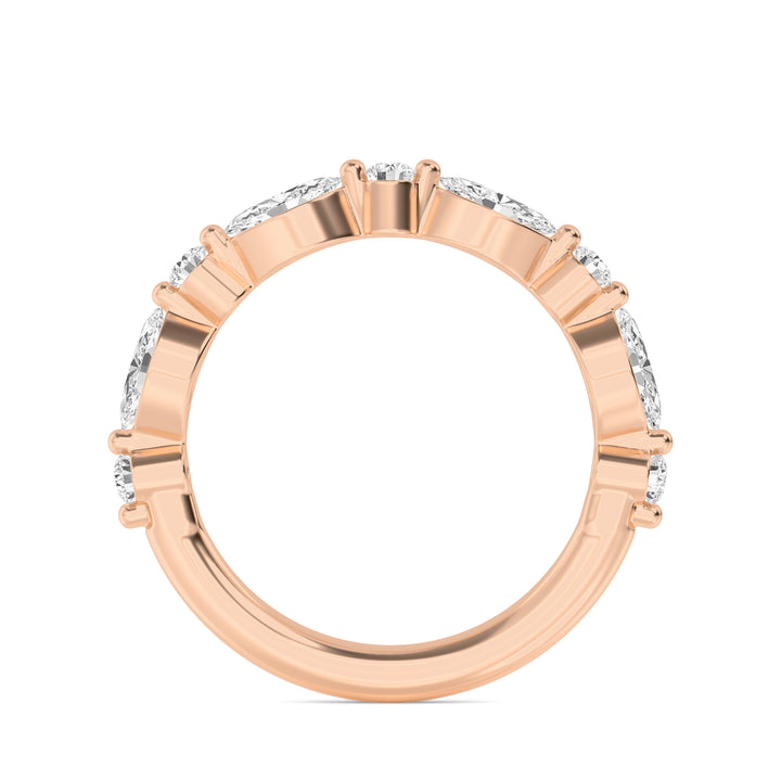 0.91ctw Alternating Marquise & Round Brilliant Lab-Grown Diamond Stackable Band in 14k Rose Gold