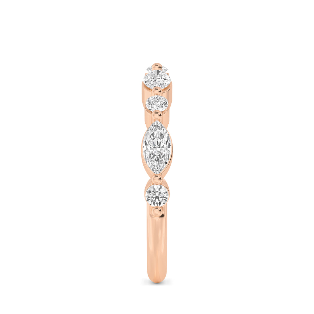 0.91ctw Alternating Marquise & Round Brilliant Lab-Grown Diamond Stackable Band in 14k Rose Gold