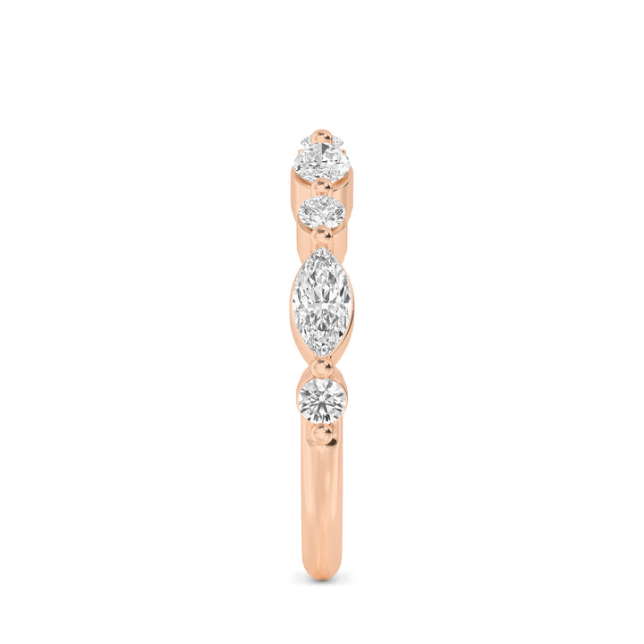 0.91ctw Alternating Marquise & Round Brilliant Lab-Grown Diamond Stackable Band in 14k Rose Gold