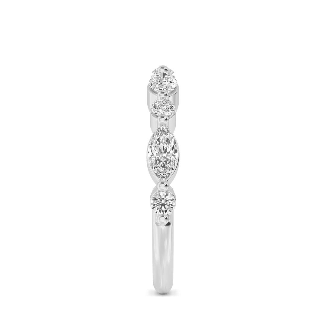 0.91ctw Alternating Marquise & Round Brilliant Lab-Grown Diamond Stackable Band in 14k White Gold