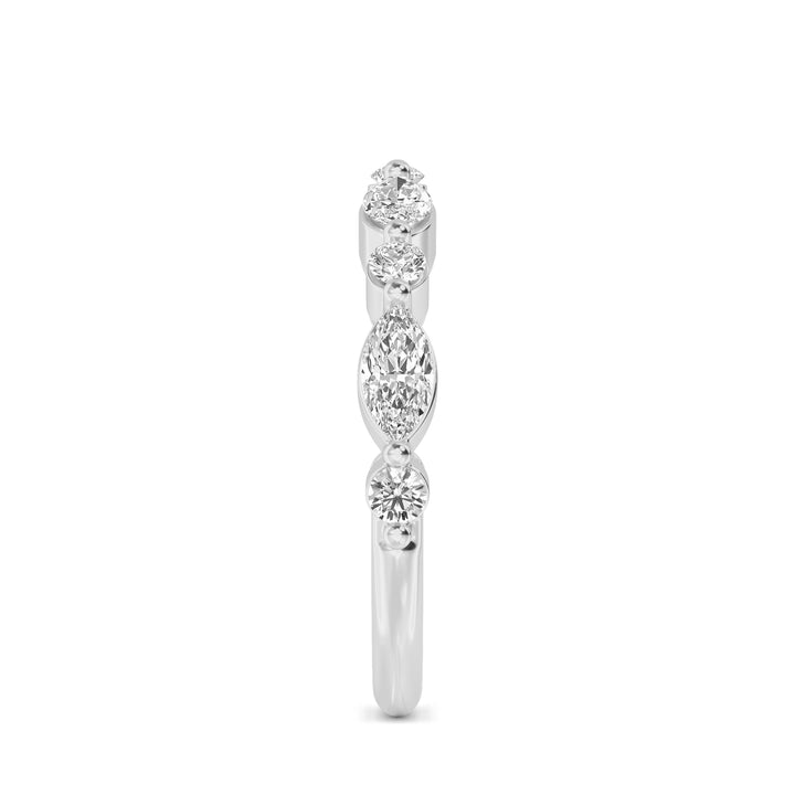 0.91ctw Alternating Marquise & Round Brilliant Lab-Grown Diamond Stackable Band in 14k White Gold