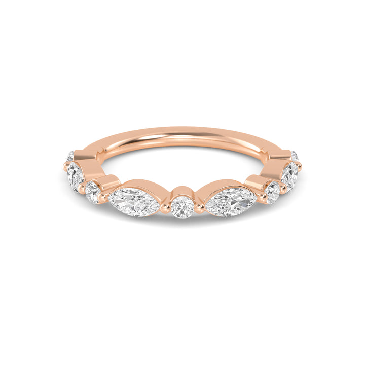 0.91ctw Alternating Marquise & Round Brilliant Lab-Grown Diamond Stackable Band in 14k Rose Gold