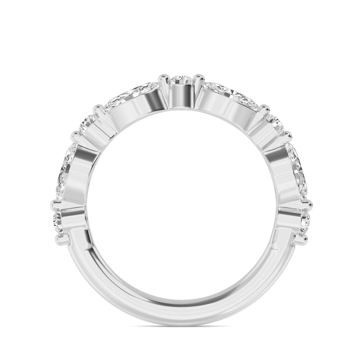 0.91ctw Alternating Marquise & Round Brilliant Lab-Grown Diamond Stackable Band in 14k White Gold