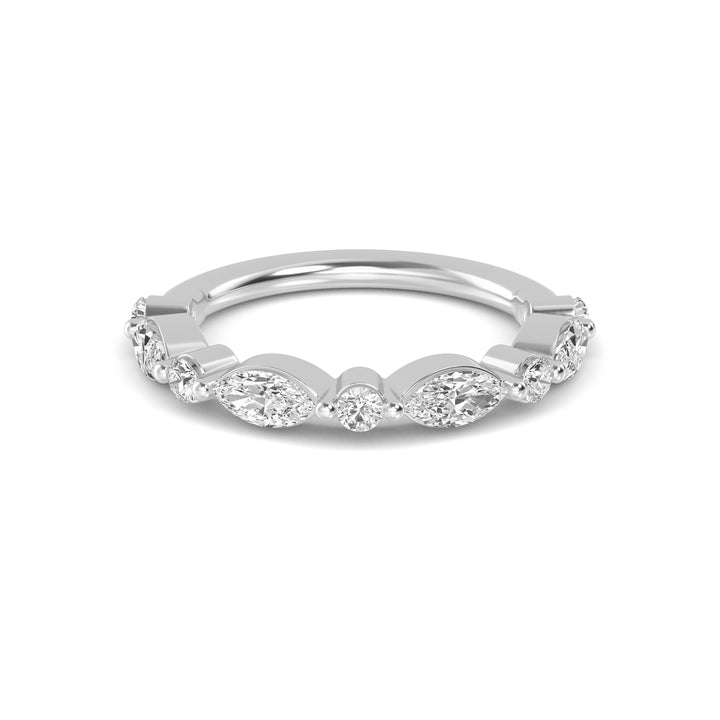 0.91ctw Alternating Marquise & Round Brilliant Lab-Grown Diamond Stackable Band in 14k White Gold