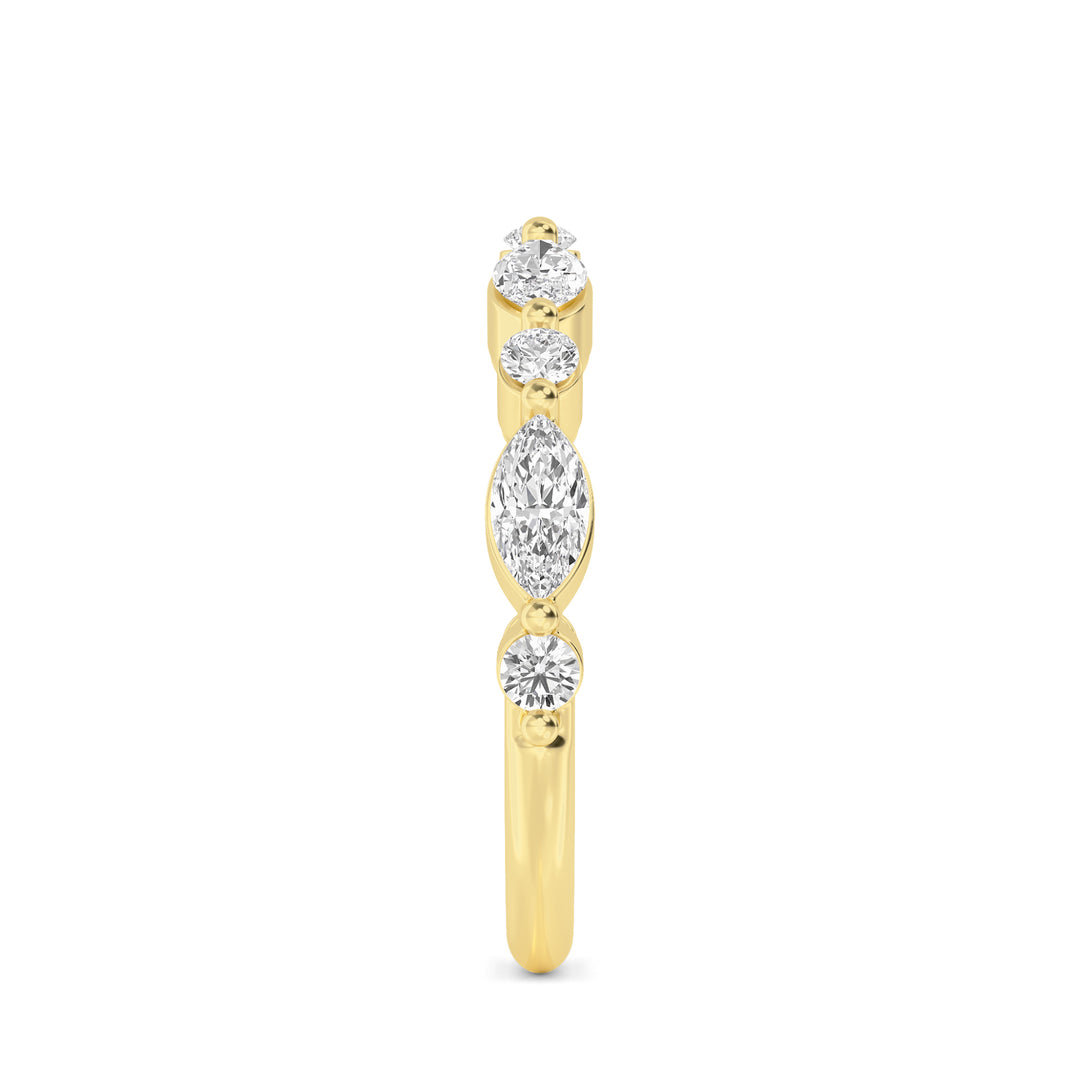 0.91ctw Alternating Marquise & Round Brilliant Lab-Grown Diamond Stackable Band in 14k Yellow Gold