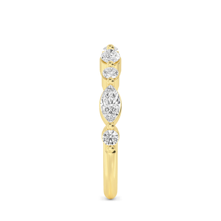 0.91ctw Alternating Marquise & Round Brilliant Lab-Grown Diamond Stackable Band in 14k Yellow Gold