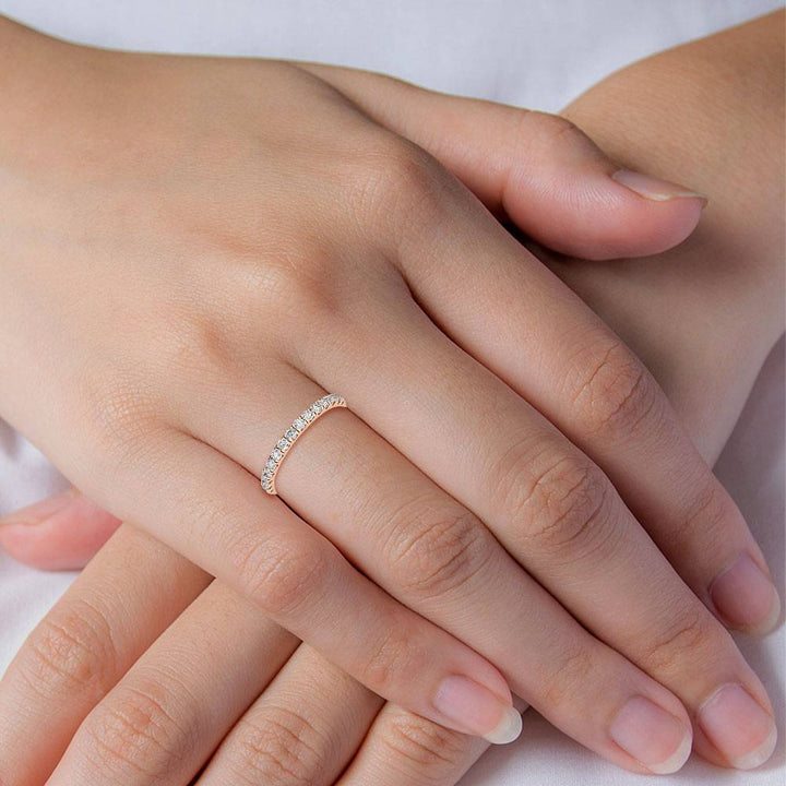 0.45ctw Round Brilliant Lab-Grown Diamond Wedding Band or Stackable Ring in 14k Rose Gold