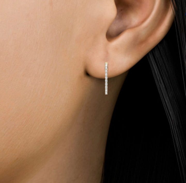 1.93ctw Oval Cut Lab-Grown Diamond Inside-Out Hoop Earrings in 14kt Yellow Gold