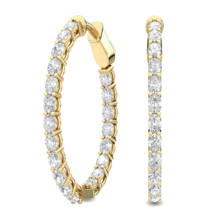 1.93ctw Oval Cut Lab-Grown Diamond Inside-Out Hoop Earrings in 14kt Yellow Gold