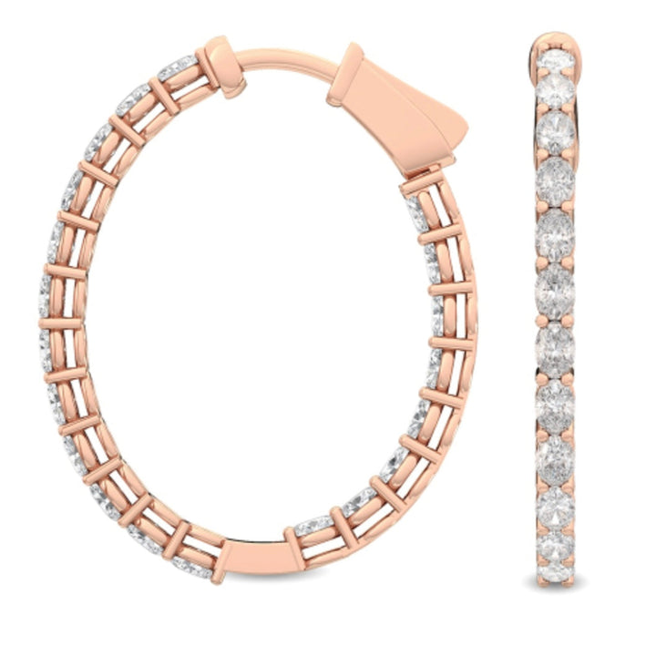 1.93ctw Oval Cut Lab-Grown Diamond Inside-Out Hoop Earrings in 14kt Rose Gold