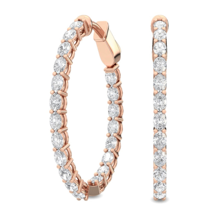 1.93ctw Oval Cut Lab-Grown Diamond Inside-Out Hoop Earrings in 14kt Rose Gold