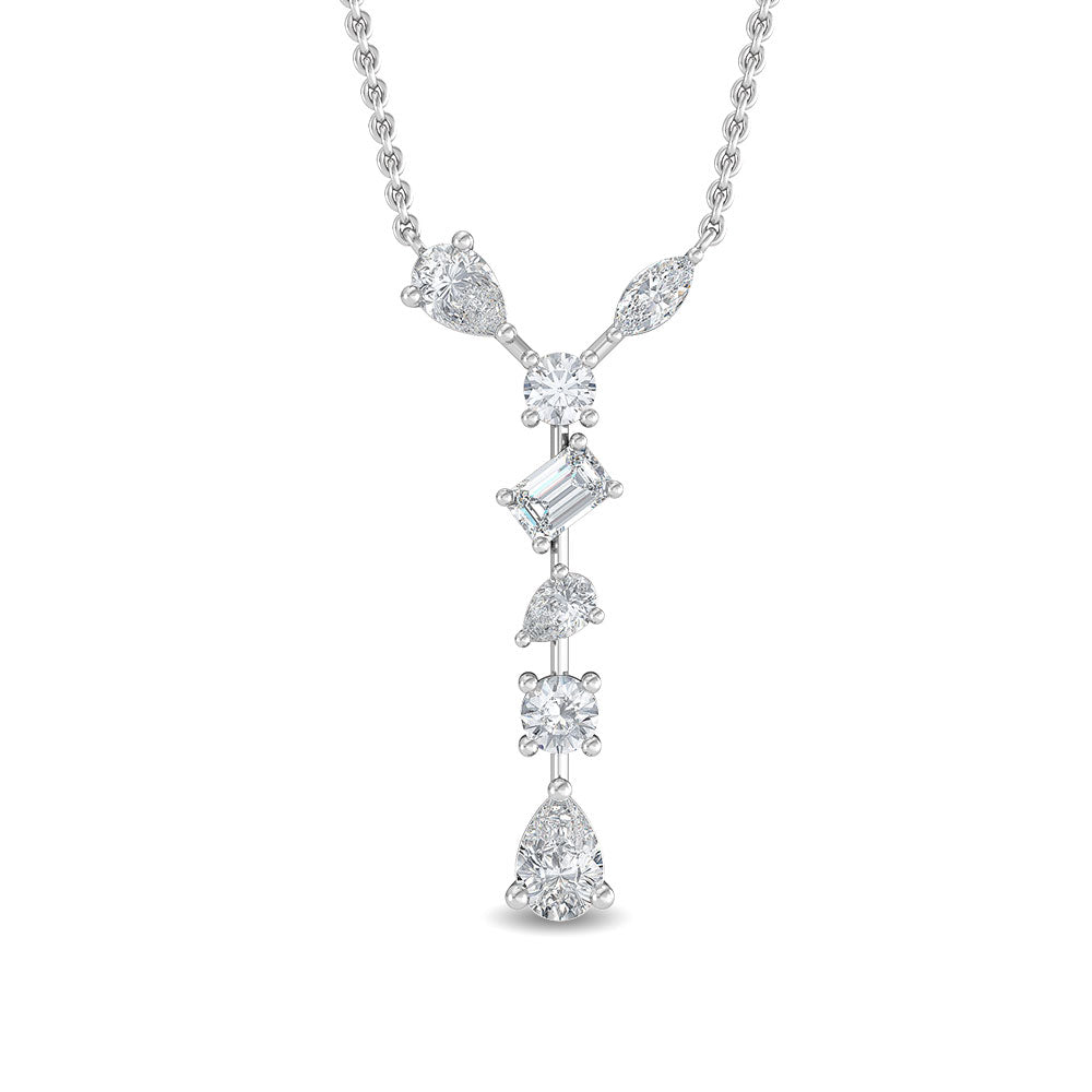 0.65ctw Multi-Cut Lab-Grown Diamond "Y" Dangle Pendant Necklace in 14k White Gold