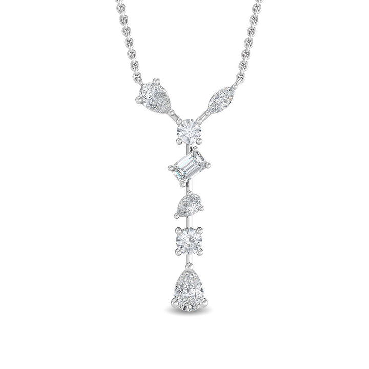 0.65ctw Multi-Cut Lab-Grown Diamond "Y" Dangle Pendant Necklace in 14k White Gold