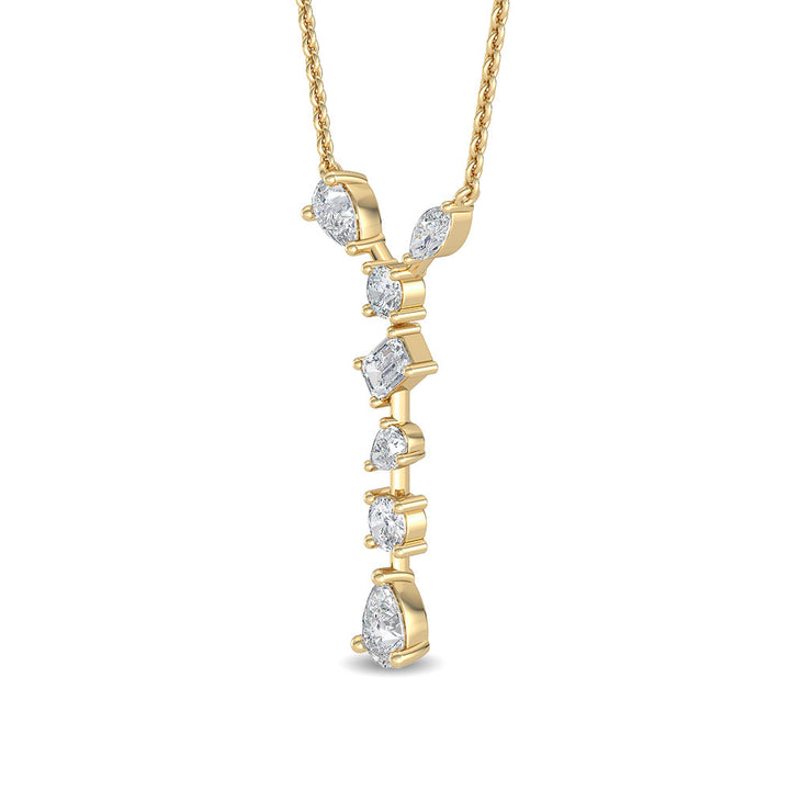 0.65ctw Multi-Cut Lab-Grown Diamond "Y" Dangle Pendant Necklace in 14k Yellow Gold