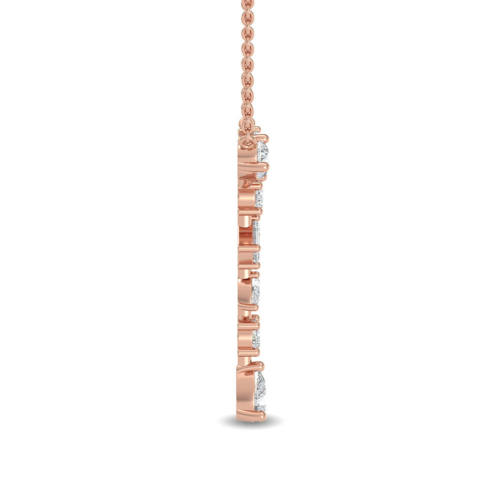 0.65ctw Multi-Cut Lab-Grown Diamond "Y" Dangle Pendant Necklace in 14k Rose Gold