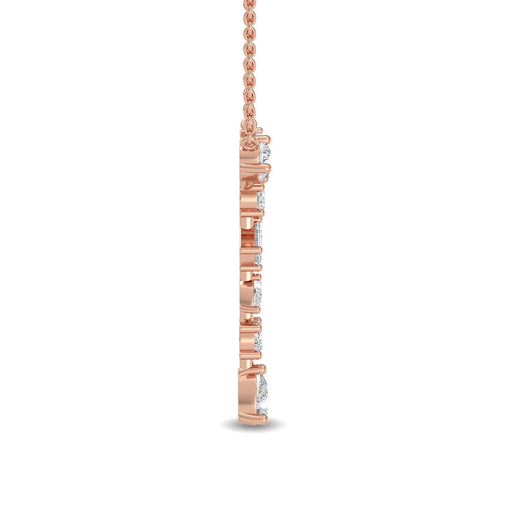 0.65ctw Multi-Cut Lab-Grown Diamond "Y" Dangle Pendant Necklace in 14k Rose Gold