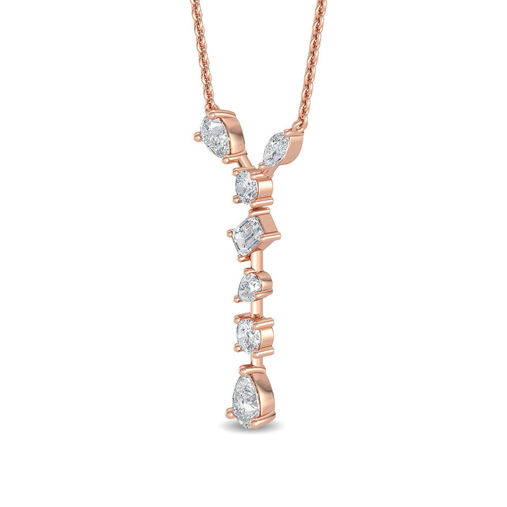 0.65ctw Multi-Cut Lab-Grown Diamond "Y" Dangle Pendant Necklace in 14k Rose Gold
