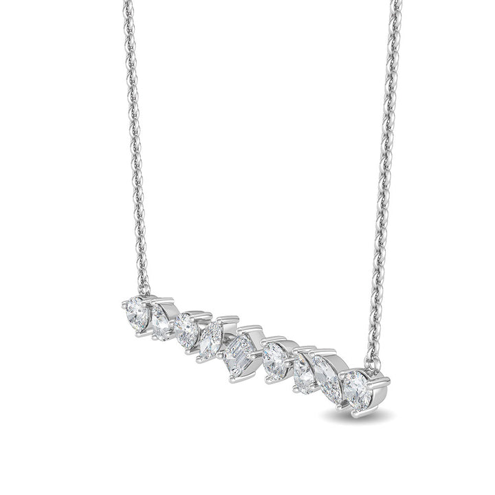 0.67ctw Multi-Cut Lab-Grown Diamond Bar Pendant Necklace in 14k White Gold
