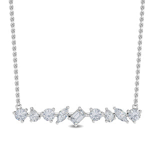 0.67ctw Multi-Cut Lab-Grown Diamond Bar Pendant Necklace in 14k White Gold
