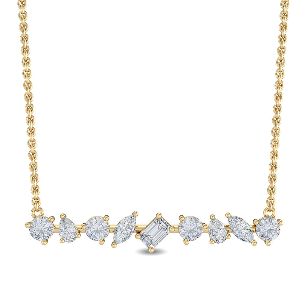 0.67ctw Multi-Cut Lab-Grown Diamond Bar Pendant Necklace in 14k Yellow Gold