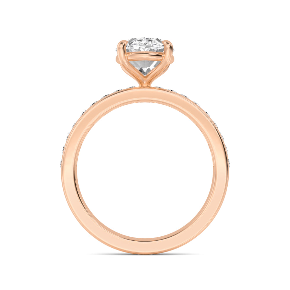 IGI Graded 3ct Oval with Round Brilliants Lab-Grown Diamond Engagement Ring in 14k Rose Gold