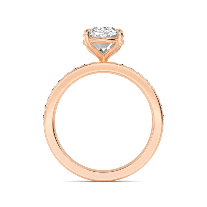 IGI Graded 3ct Oval with Round Brilliants Lab-Grown Diamond Engagement Ring in 14k Rose Gold