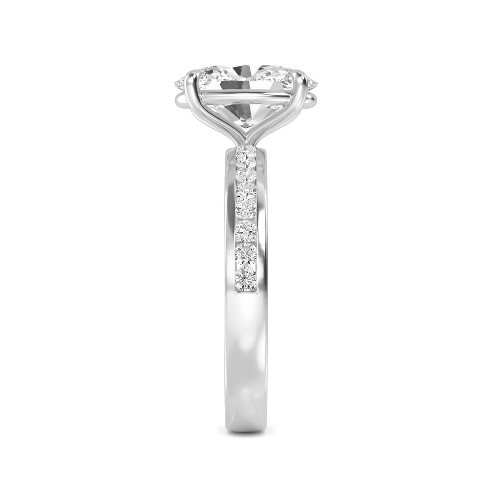 IGI Graded 3ct Oval with Round Brilliants Lab-Grown Diamond Engagement Ring in 14k White Gold