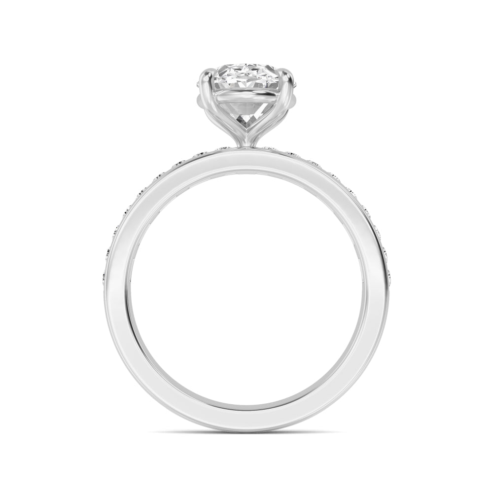 IGI Graded 3ct Oval with Round Brilliants Lab-Grown Diamond Engagement Ring in 14k White Gold
