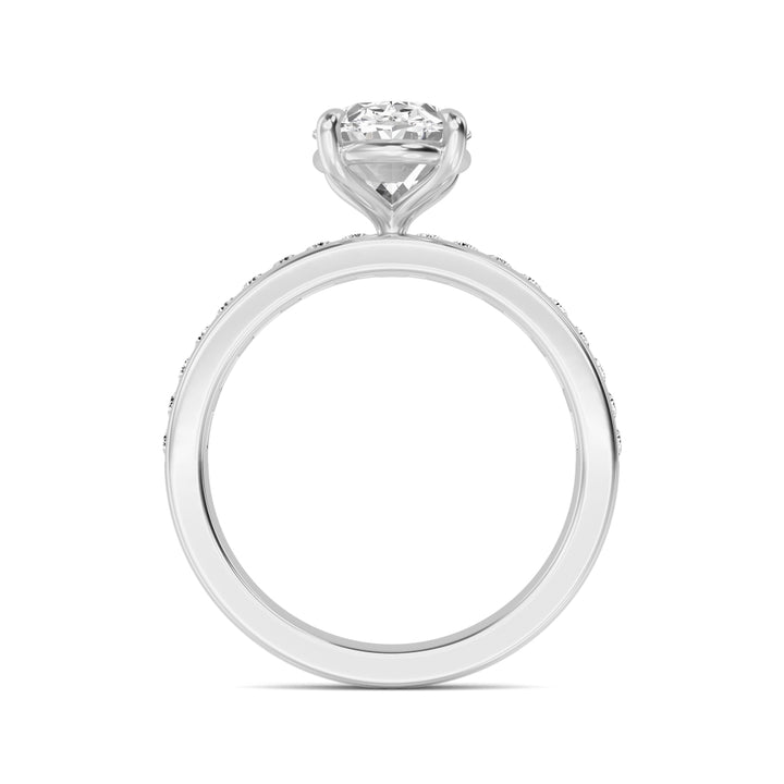 IGI Graded 3ct Oval with Round Brilliants Lab-Grown Diamond Engagement Ring in 14k White Gold