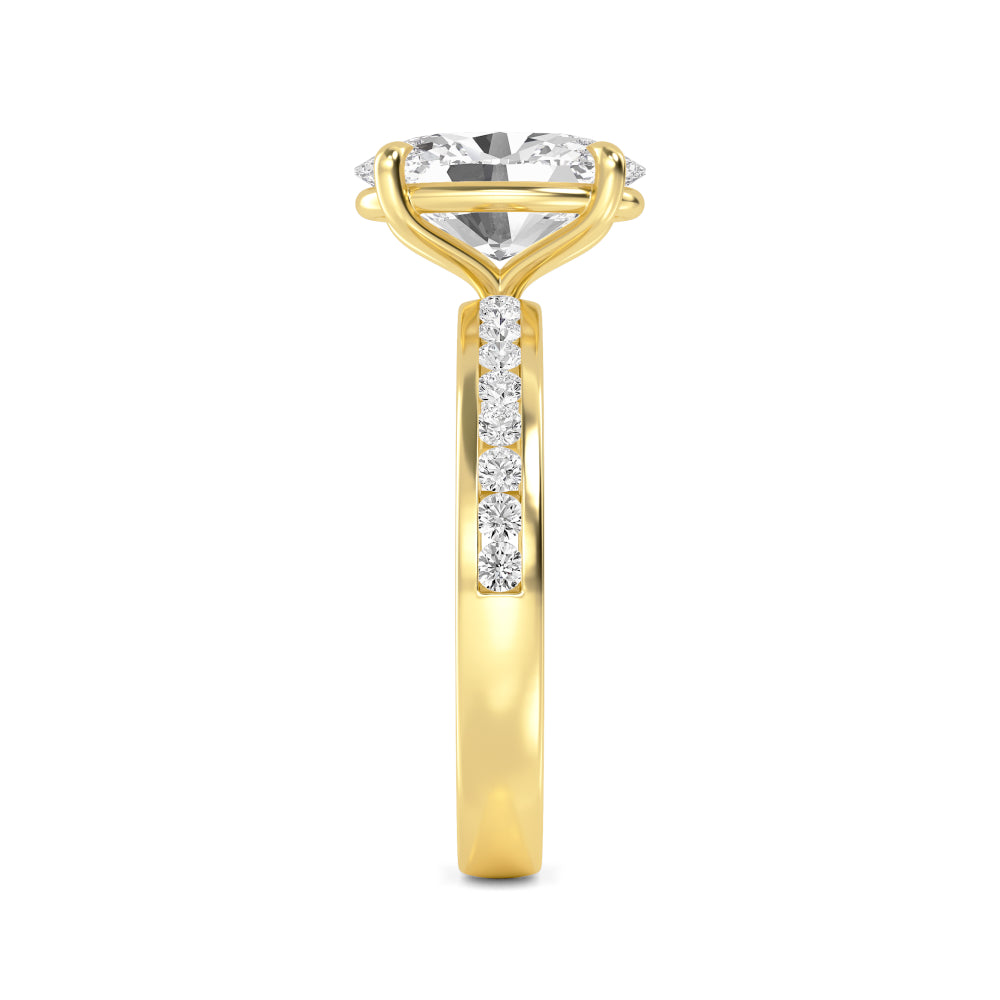 IGI Graded 3ct Oval with Round Brilliants Lab-Grown Diamond Engagement Ring in 14k Yellow Gold