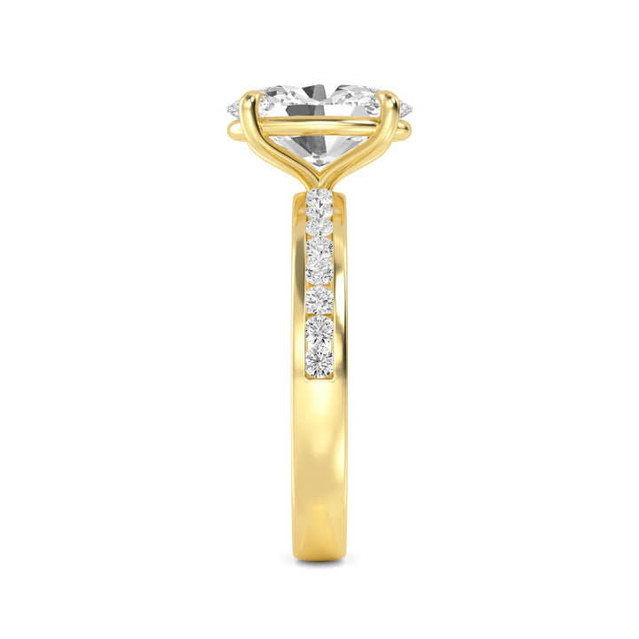 IGI Graded 3ct Oval with Round Brilliants Lab-Grown Diamond Engagement Ring in 14k Yellow Gold