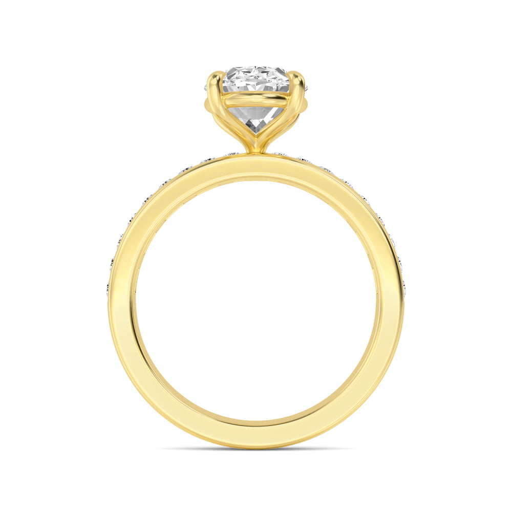 IGI Graded 3ct Oval with Round Brilliants Lab-Grown Diamond Engagement Ring in 14k Yellow Gold