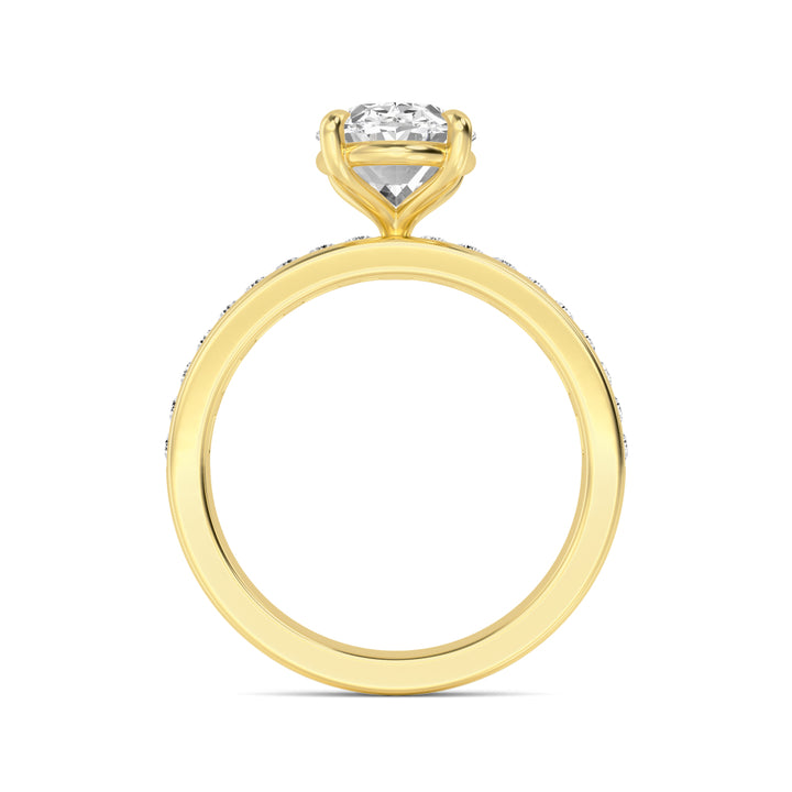 IGI Graded 3ct Oval with Round Brilliants Lab-Grown Diamond Engagement Ring in 14k Yellow Gold