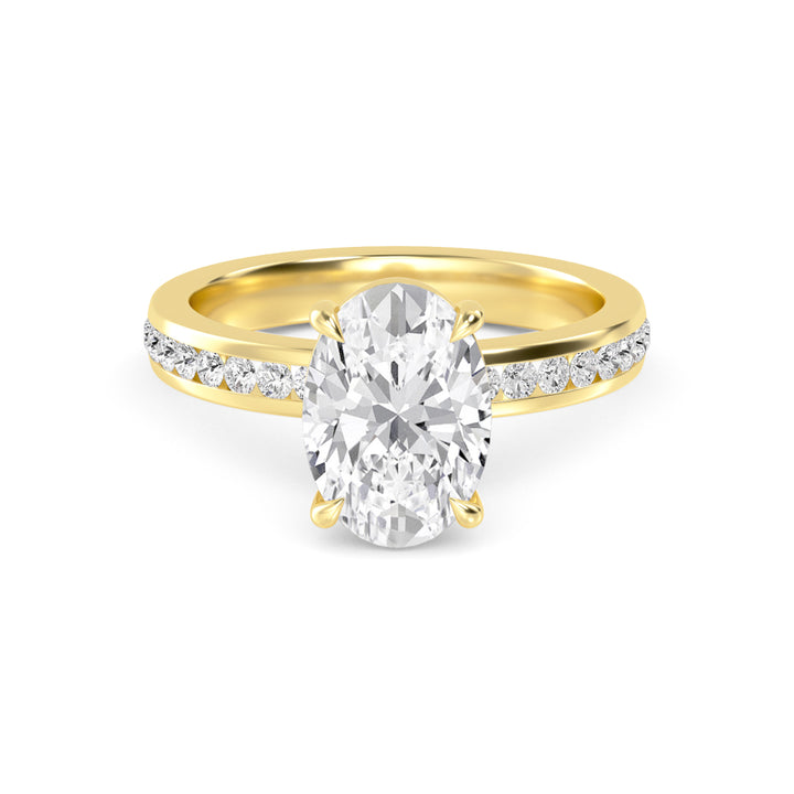 IGI Graded 3ct Oval with Round Brilliants Lab-Grown Diamond Engagement Ring in 14k Yellow Gold