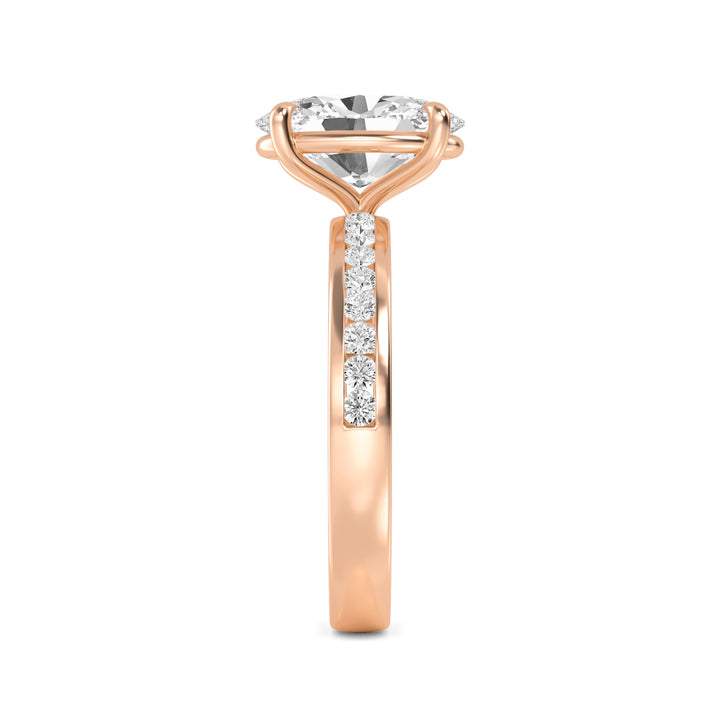 IGI Graded 3ct Oval with Round Brilliants Lab-Grown Diamond Engagement Ring in 14k Rose Gold