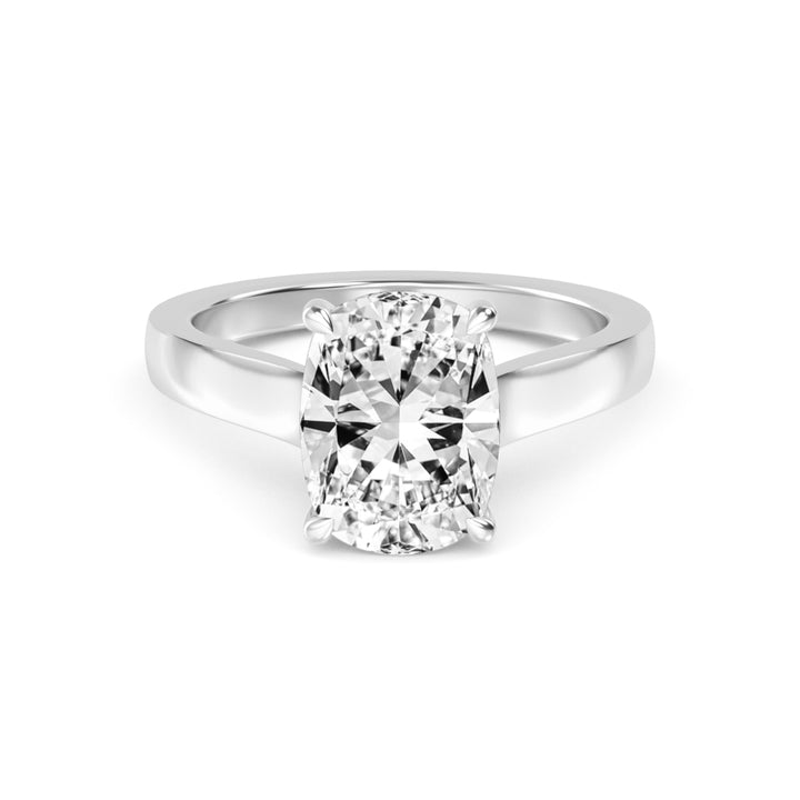 IGI Graded 4.09ct Cushion Cut with Round Brilliants Lab-Grown Diamond Engagement Ring in 14k Gold
