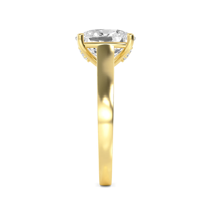 IGI Graded 4.09ct Cushion Cut with Round Brilliants Lab-Grown Diamond Engagement Ring in 14k Gold
