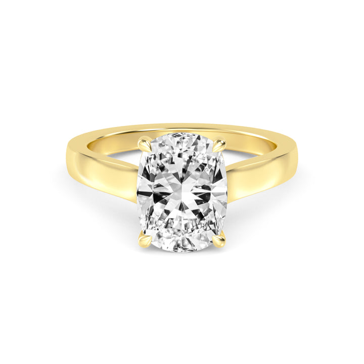 IGI Graded 4.09ct Cushion Cut with Round Brilliants Lab-Grown Diamond Engagement Ring in 14k Gold