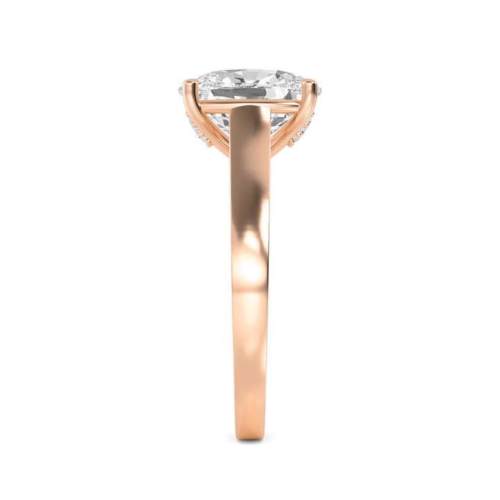 IGI Graded 4.09ct Cushion Cut with Round Brilliants Lab-Grown Diamond Engagement Ring in 14k Gold