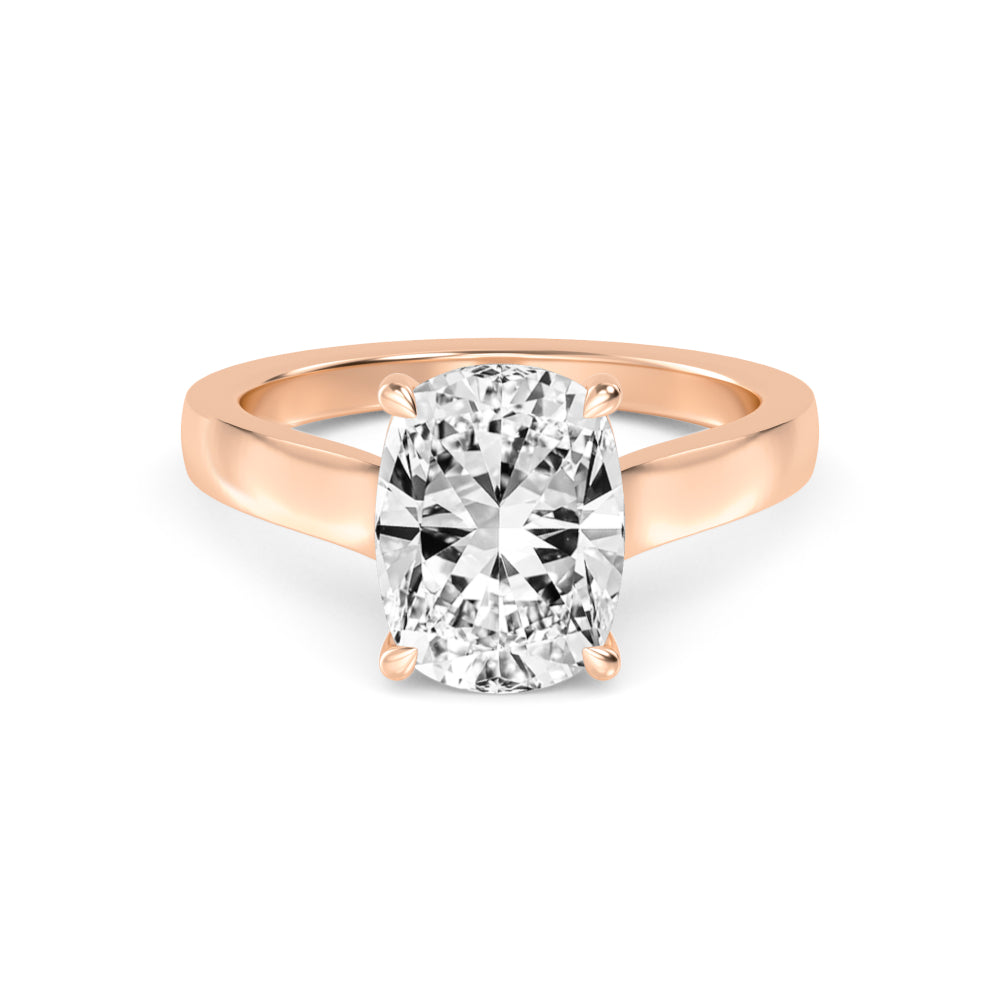 IGI Graded 4.09ct Cushion Cut with Round Brilliants Lab-Grown Diamond Engagement Ring in 14k Gold