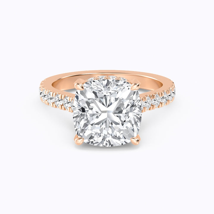 IGI Graded 5ct Square Cushion Cut with Hidden Halo Lab-Grown Diamond Engagement Ring in 14k Rose Gold