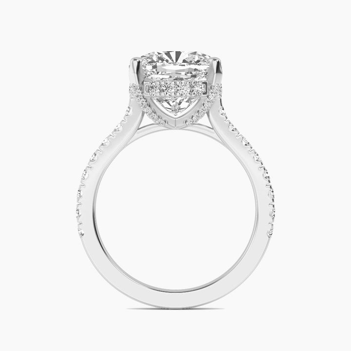 IGI Graded 5ct Square Cushion Cut with Hidden Halo Lab-Grown Diamond Engagement Ring in 14k White Gold