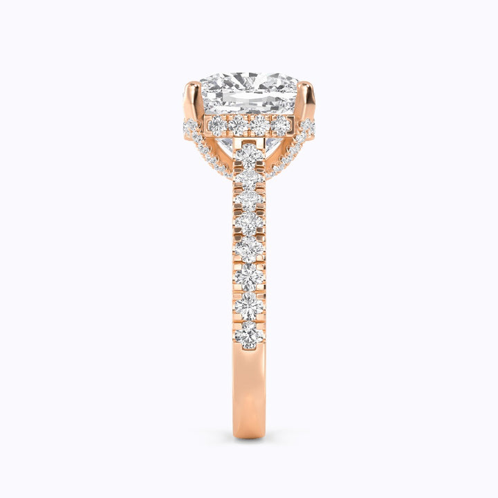 IGI Graded 5ct Square Cushion Cut with Hidden Halo Lab-Grown Diamond Engagement Ring in 14k Rose Gold