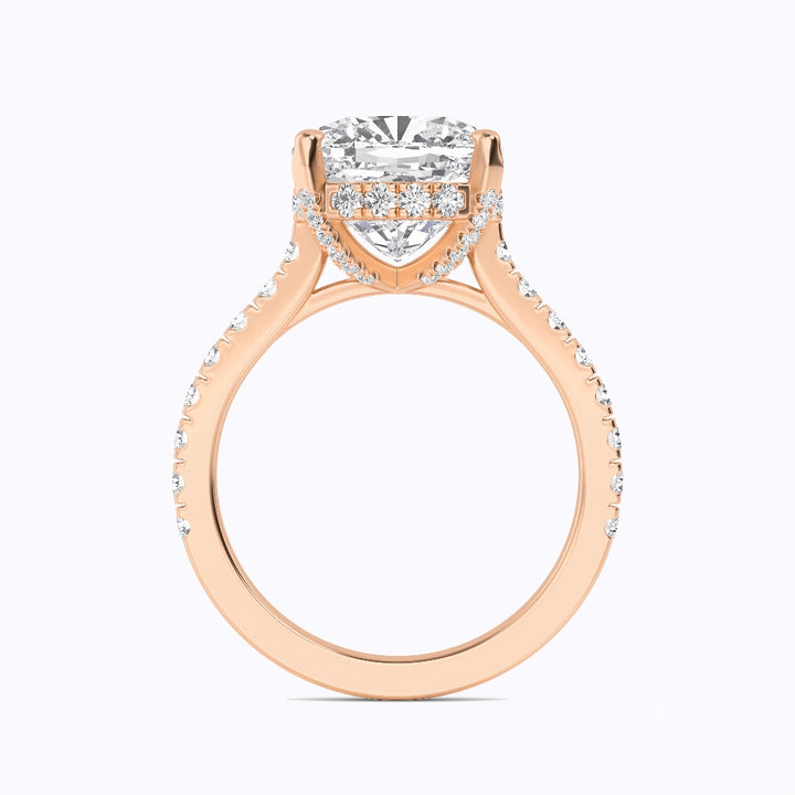 IGI Graded 5ct Square Cushion Cut with Hidden Halo Lab-Grown Diamond Engagement Ring in 14k Rose Gold