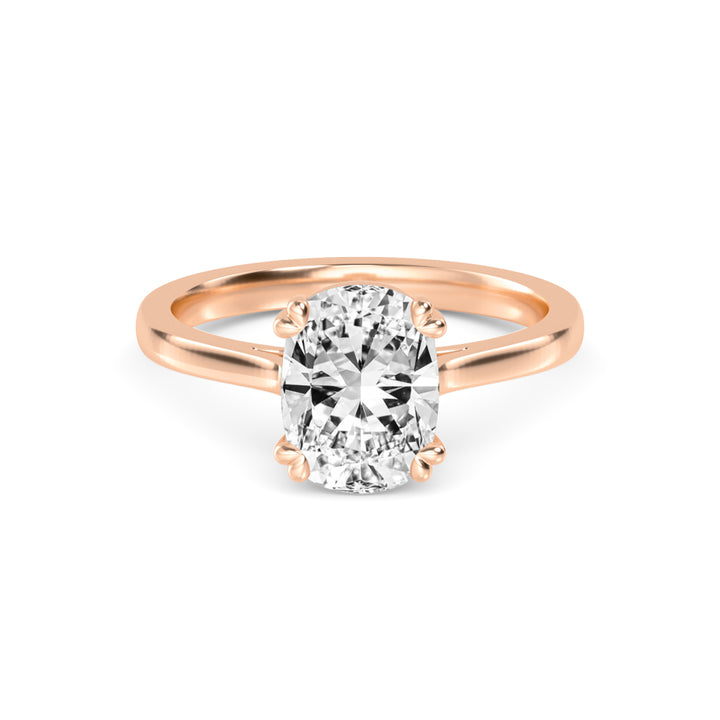 IGI Graded 3.01ct Cushion Cut Lab-Grown Diamond Solitaire Engagement Ring in 14k Rose Gold