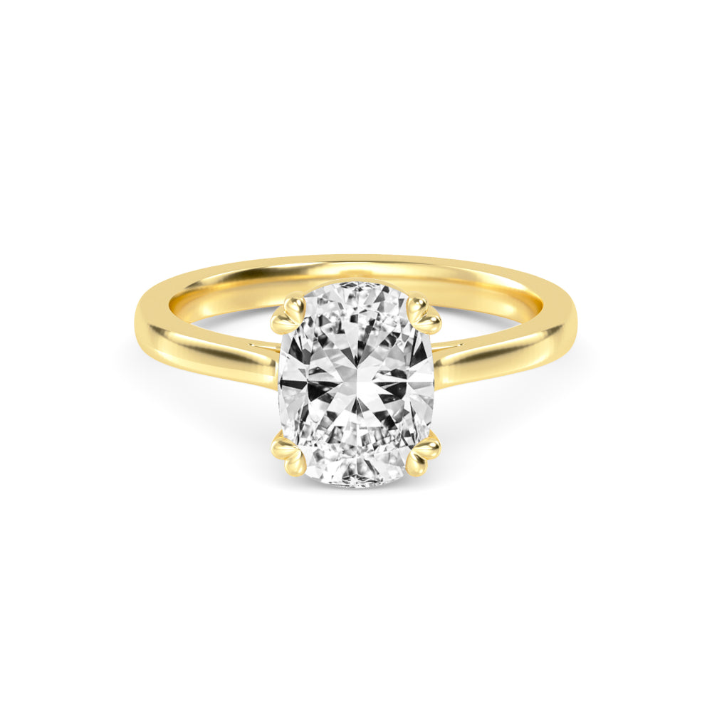 IGI Graded 3.01ct Cushion Cut Lab-Grown Diamond Solitaire Engagement Ring in 14k Yellow Gold